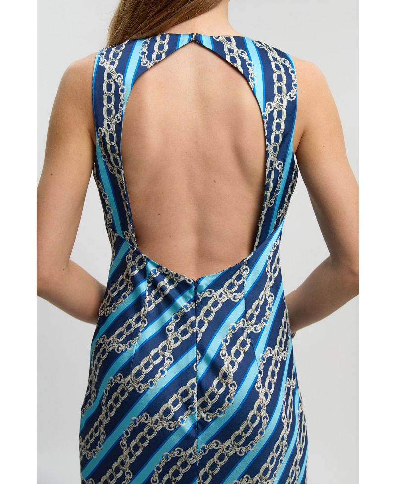 Women's Chain Print Cowl Neck Maxi Dress