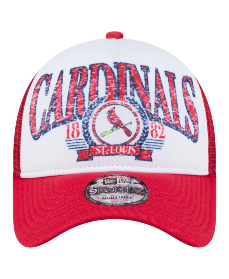 Men's White St. Louis Cardinals Distressed 9FORTY A-Frame Adjustable Trucker Hat