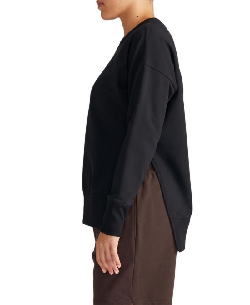 Plus Size Fiona French-Terry Crewneck Side-Slit Sweatshirt