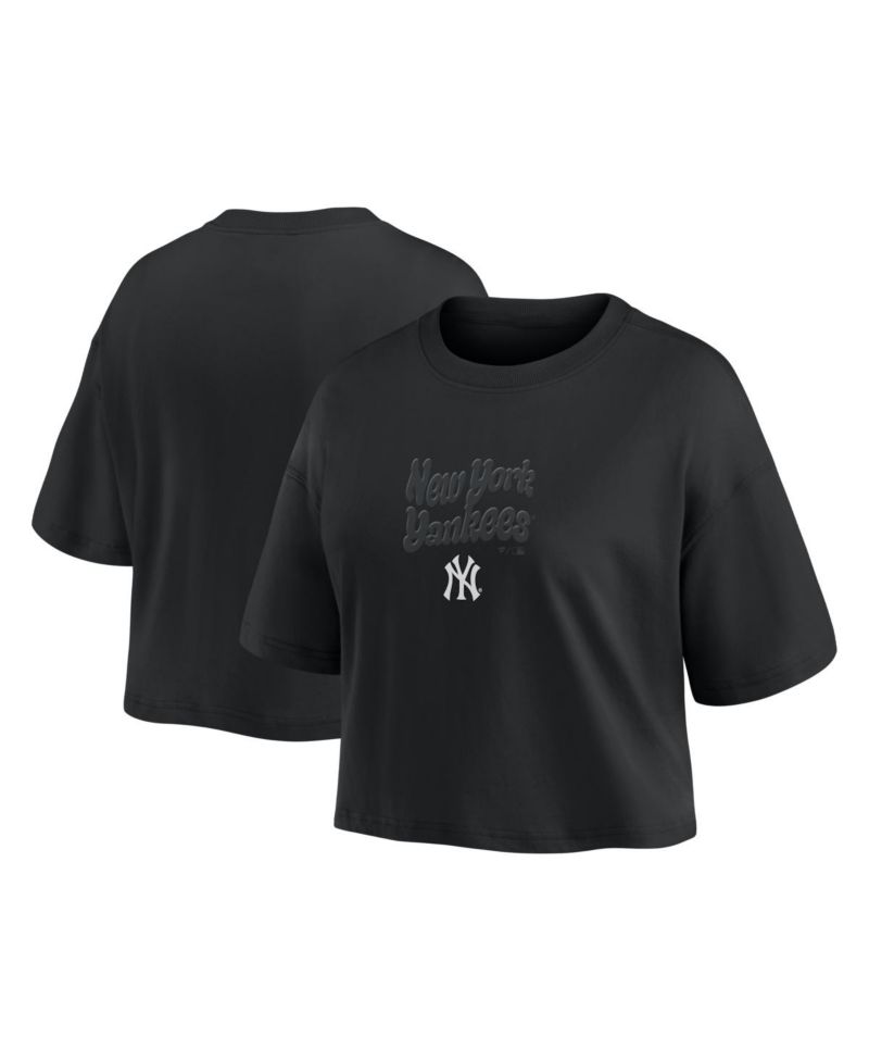 Women's New York Yankees Blackout Wave Cropped Top