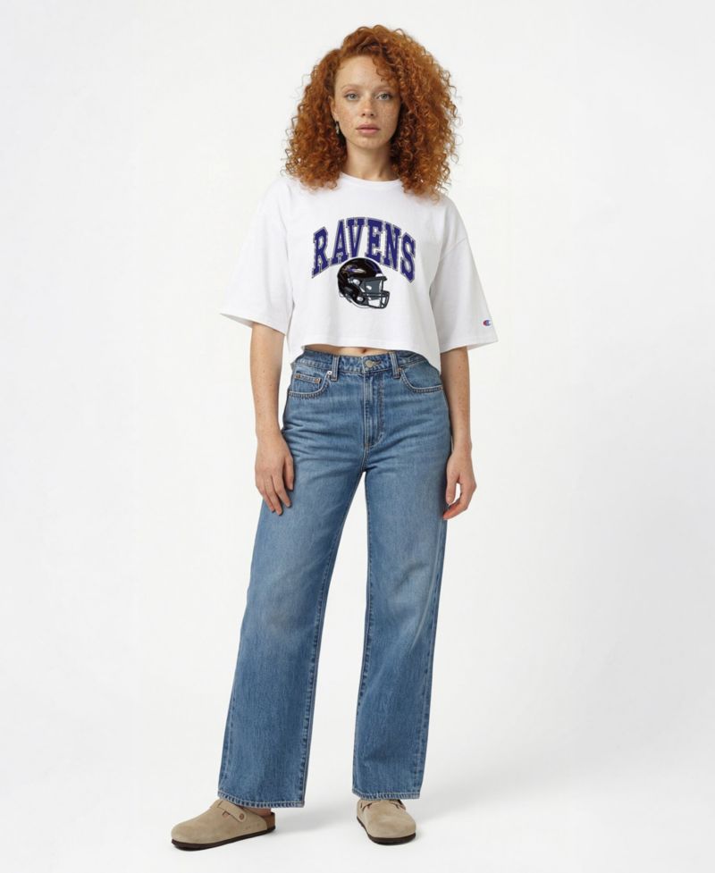 Women's Baltimore Ravens Boyfriend Cropped T-Shirt