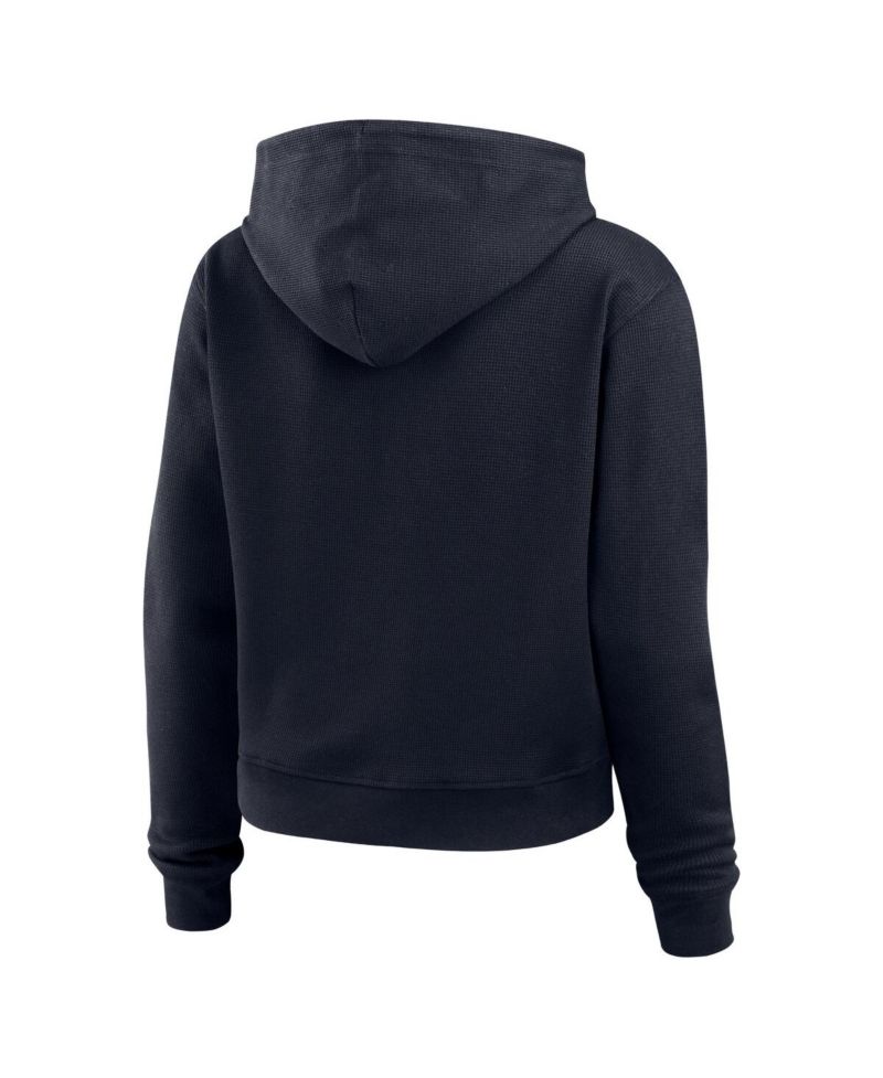 Women's Navy Houston Texans Waffle Hoodie Pullover Top