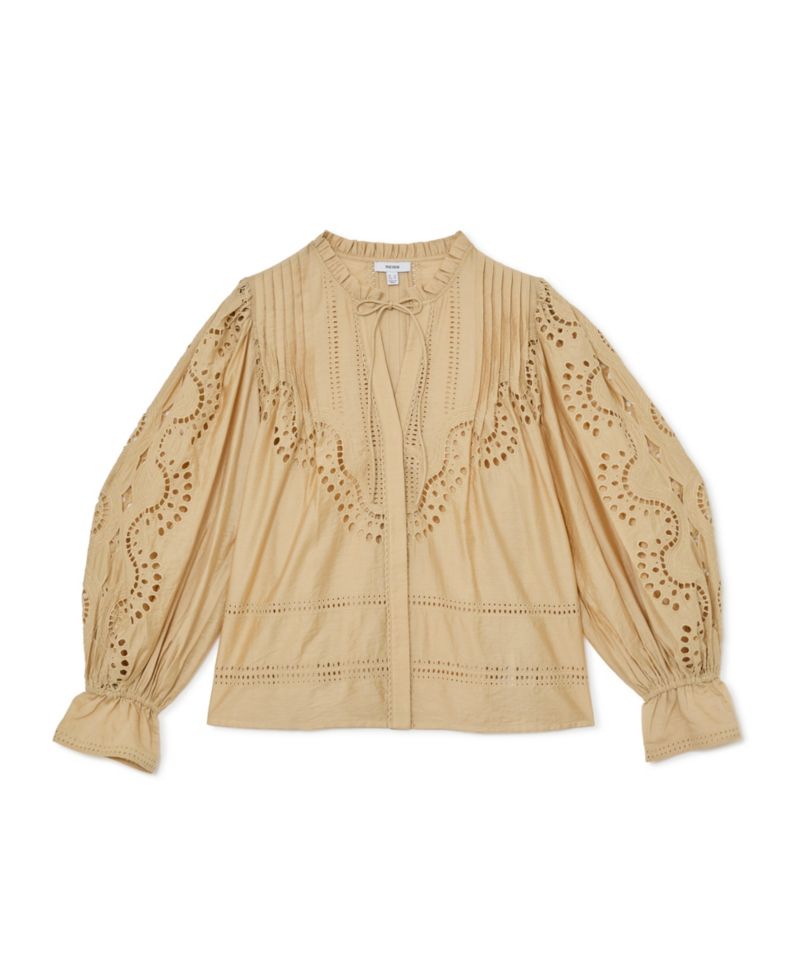 Women's Broderie Anglaise Tie-Neck Blouse