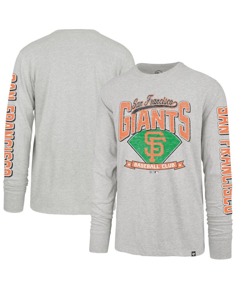 47 Brand Men's Gray San Francisco Giants Big & Tall Distressed Franklin Long Sleeve T-Shirt