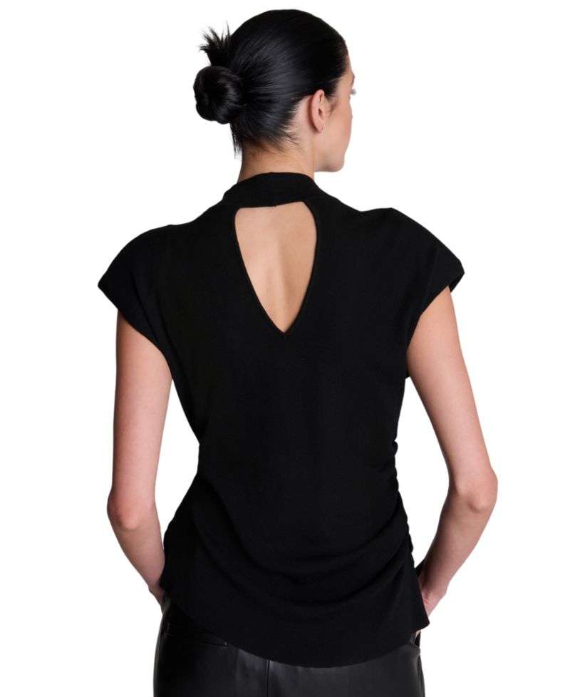 Women's Extended Shoulder Keyhole Back Mock Neck