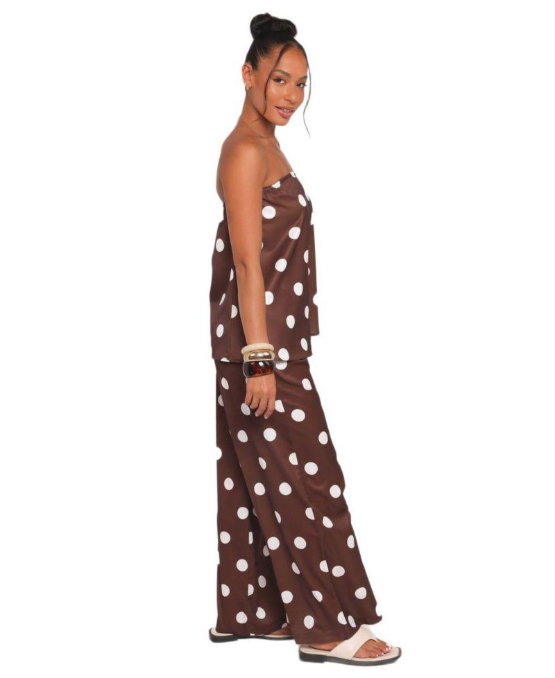 Women's Brielle Polka-Dot Strapless Wide-Leg Top and Pants, 2-Piece Set