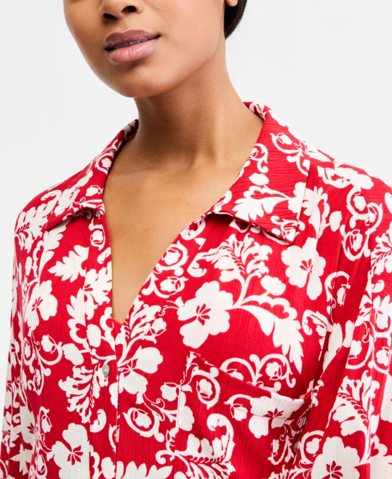 Juniors' Days Of Summer Long-Sleeve Button-Up Cover-Up Shirt
