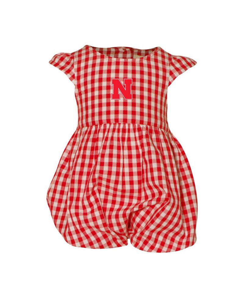 Baby Girls Scarlet Nebraska Huskers Cara Gingham Ruffled Bodysuit