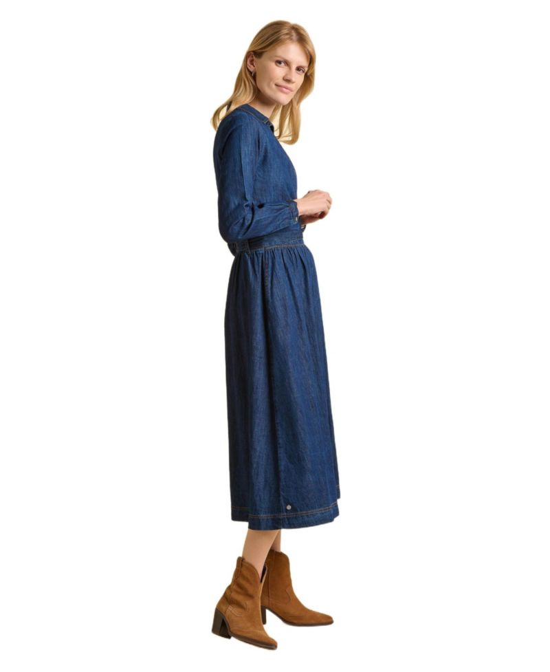 Women's Fern Long Sleeve V-Neck Shirt Midi Dress