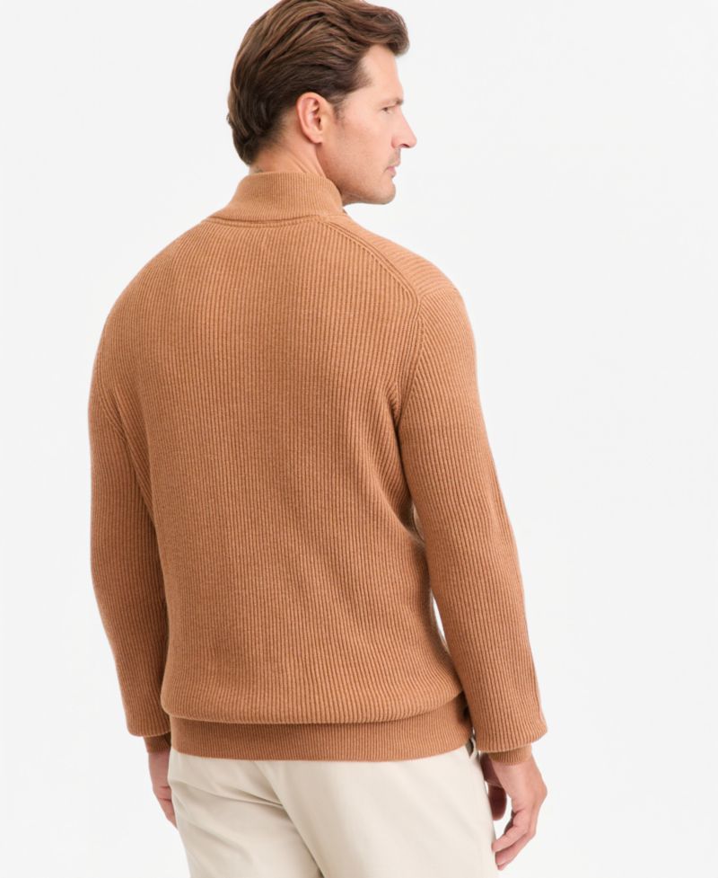 Men's Cotton Refined Cardigan Stitch Quarter-Zip Sweater, Macy's Exclusive