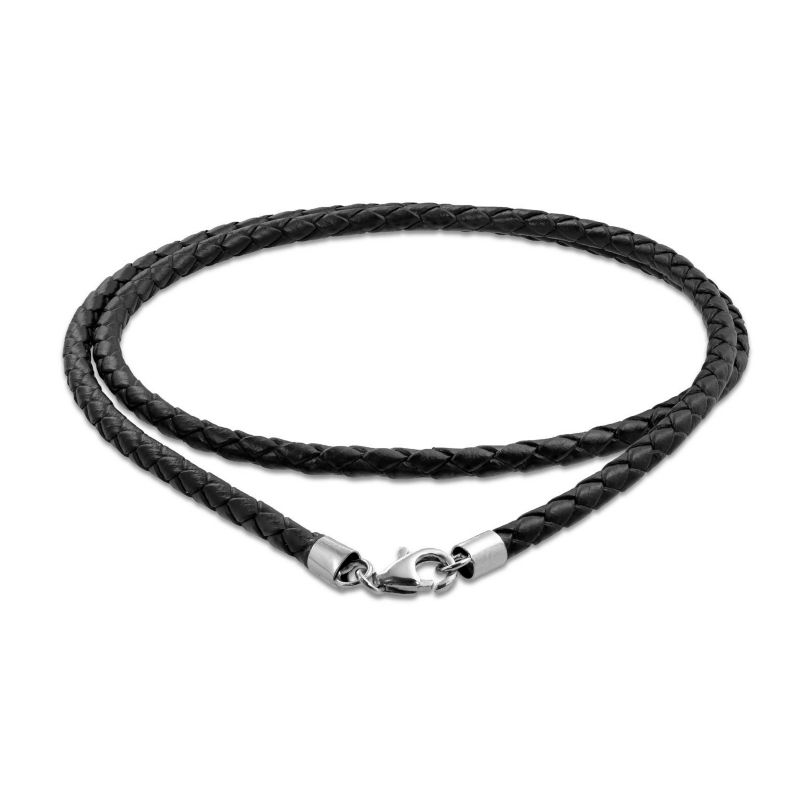Leather Braided Cords Necklace Pendant Sterling Silver Clasp