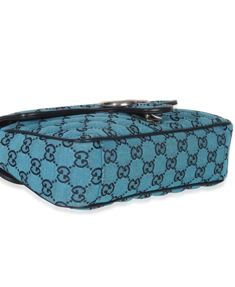 Blue GG Canvas Diagonal Small GG Marmont Bag
