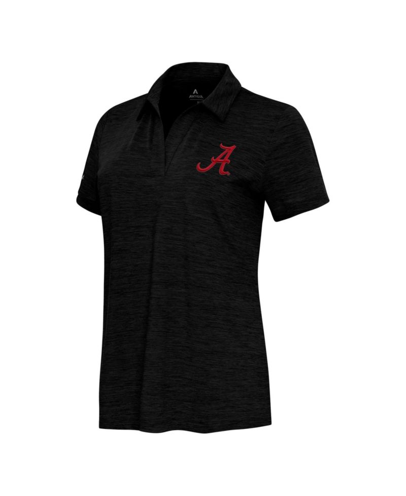 Women's Heather Black Alabama Crimson Tide Layout V-Neck Polo Shirt