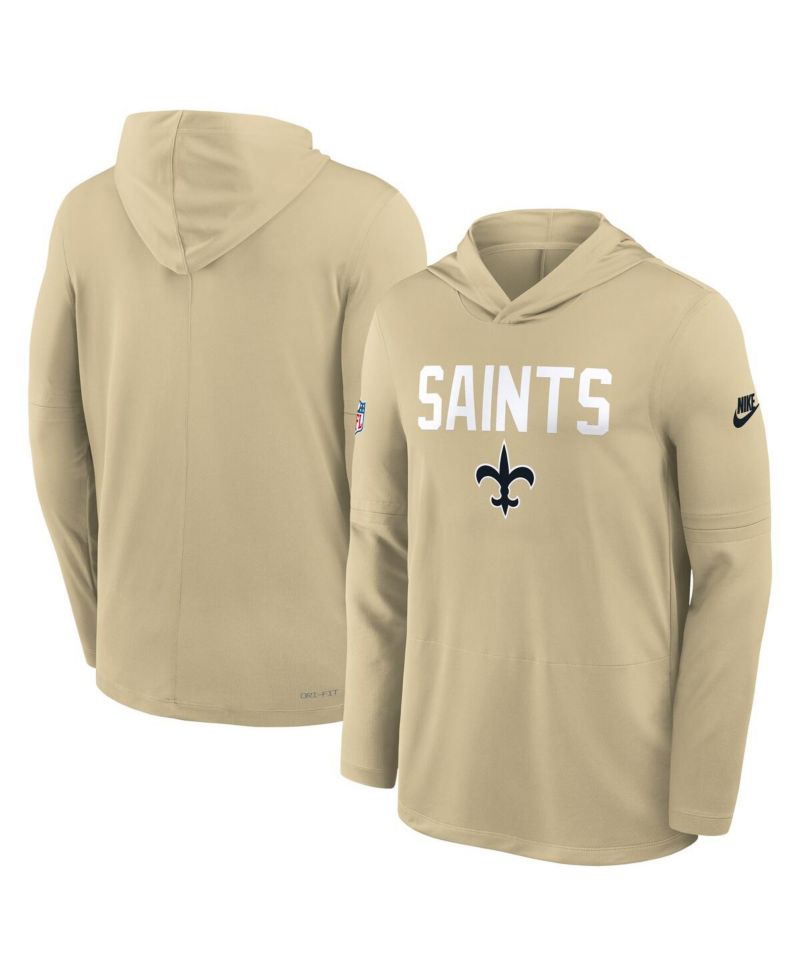 Men's Gold New Orleans Saints Sideline Alt Pack Dri-FIT Lightweight Hooded T-Shirt