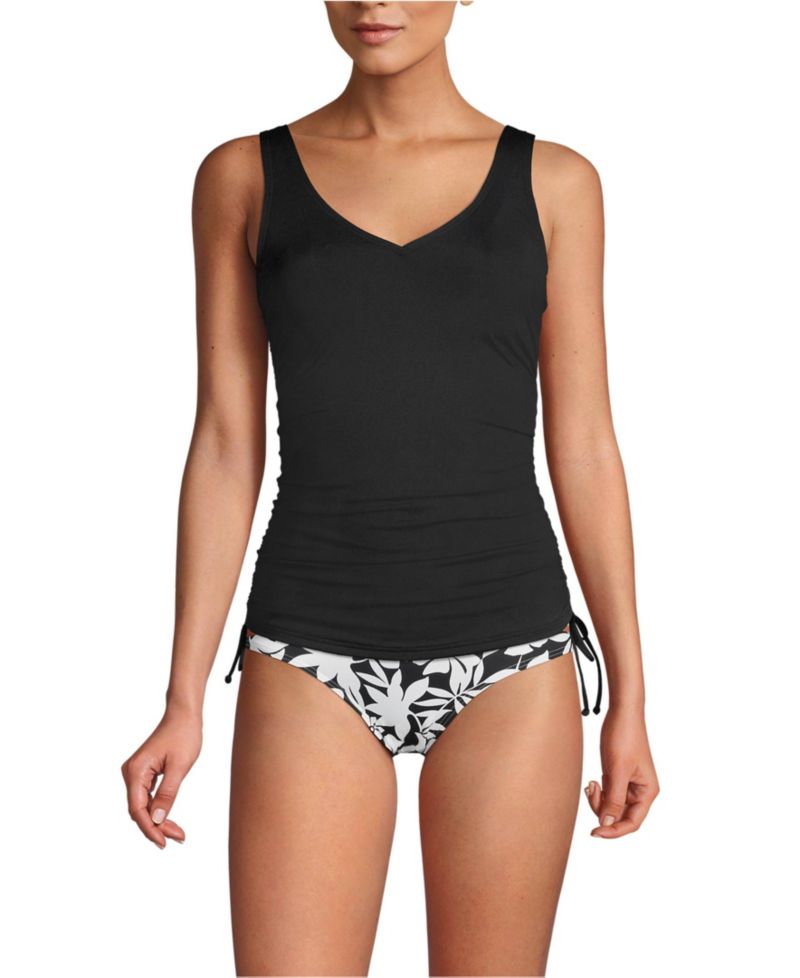 Women's Adjustable V-neck Underwire Tankini Swimsuit Top Adjustable Straps