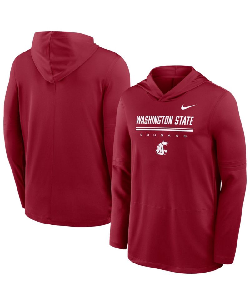 Men's Crimson Washington State Cougars 2026 Sideline Dri-FIT Lightweight Hooded Top