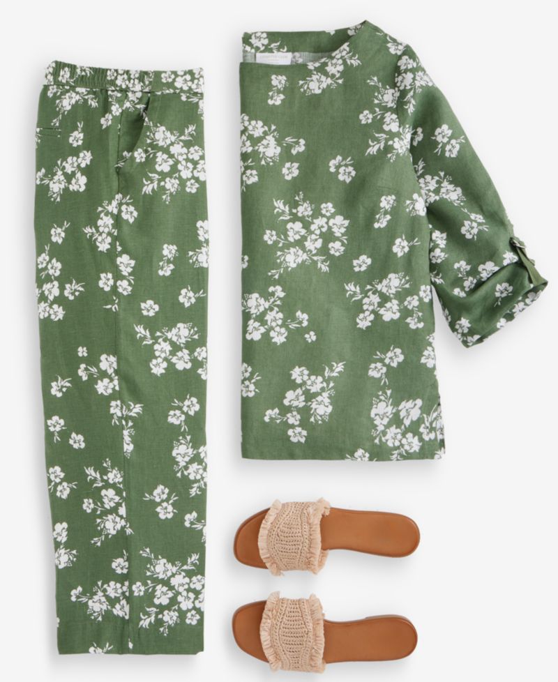 Women's Lined Printed Cropped Pants