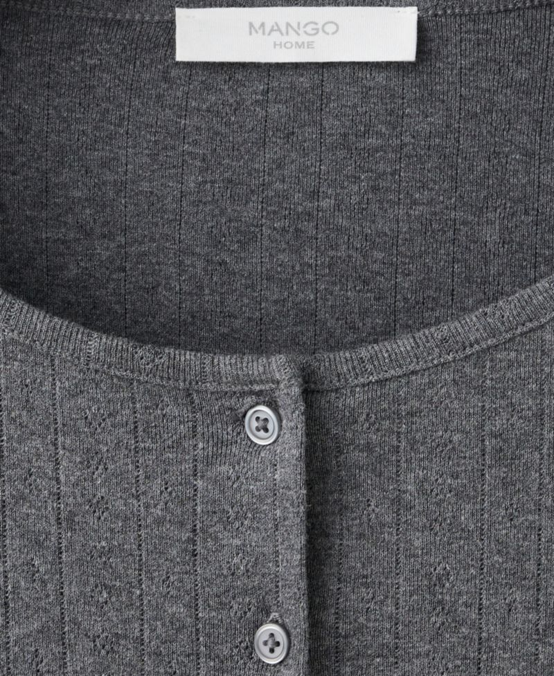 Women's Open-Knit Long-Sleeve Cotton Pajama Cardigan