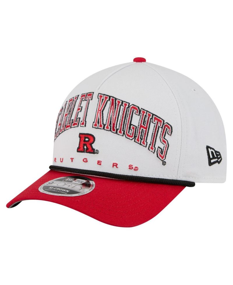 Men's White/Scarlet Rutgers Scarlet Knights Arch Two-Tone Rope 9FORTY A-Frame M-Crown Adjustable Hat