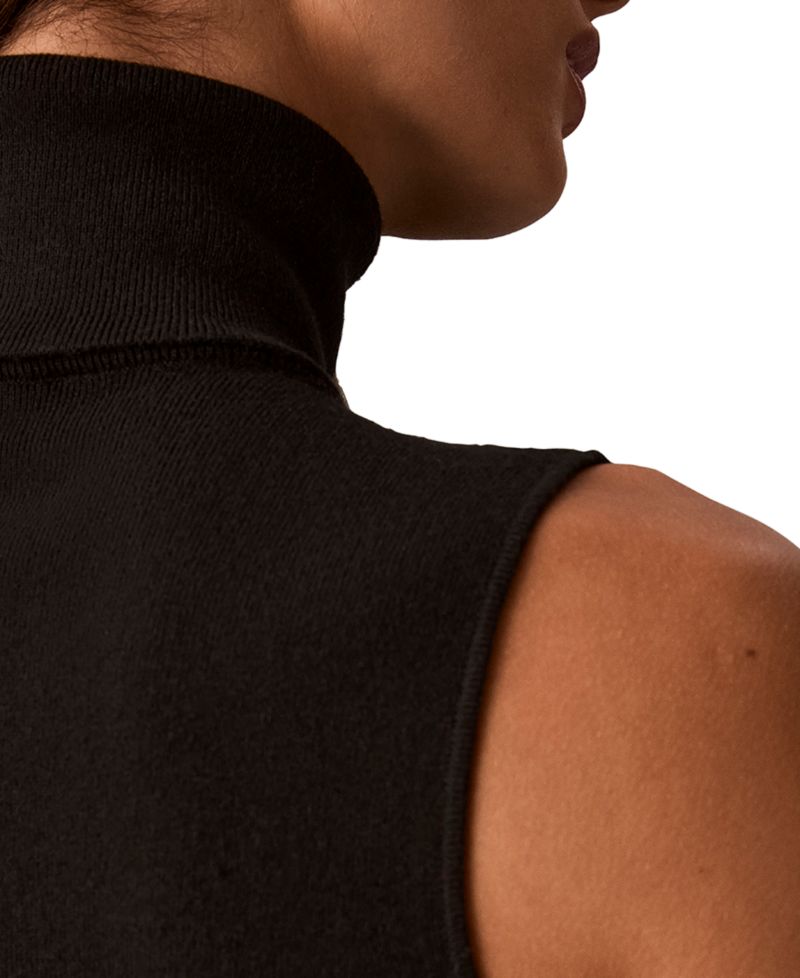 Women's Drape Front Mock Neck Sleeveless Sweater