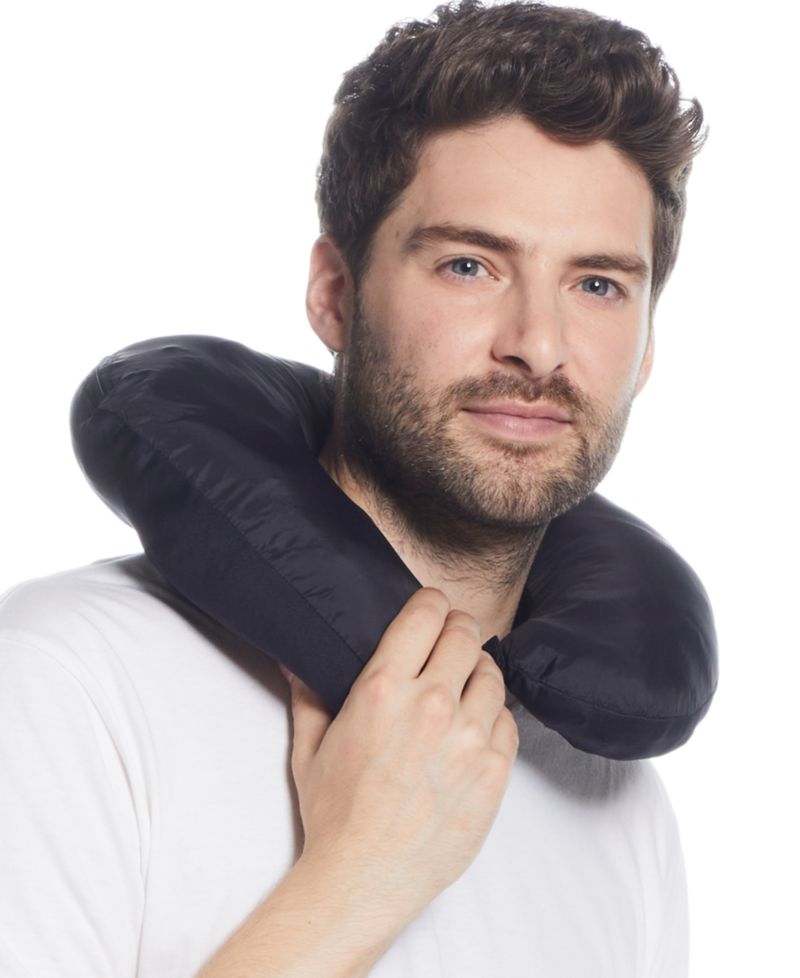 Men's Packable Neck Pillow Zip-Front Quilted Jacket