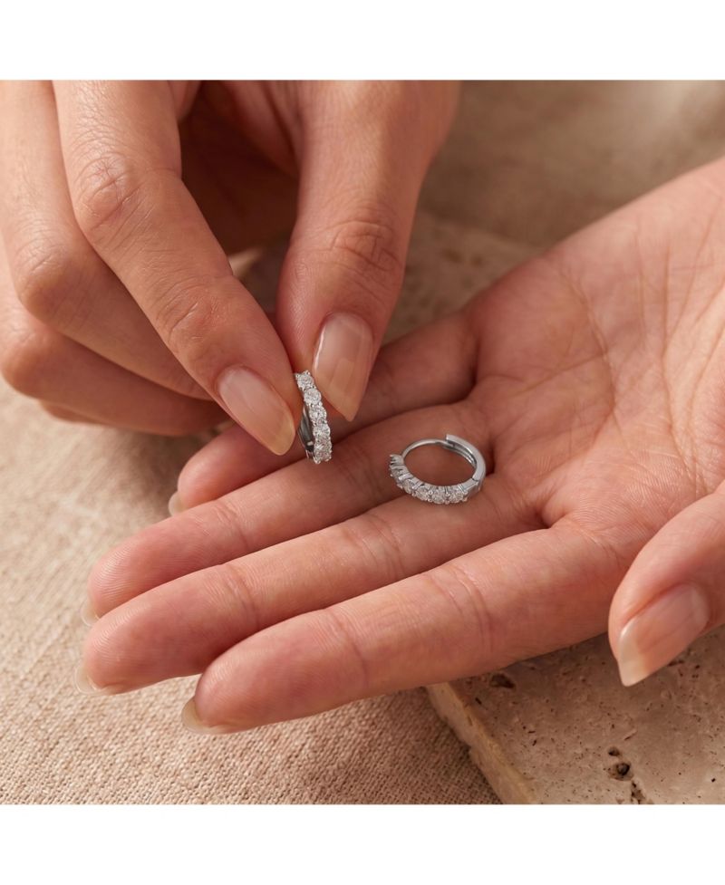 Dainty 12MM Sparkling CZ Extra Mini Huggie Hoop Earrings