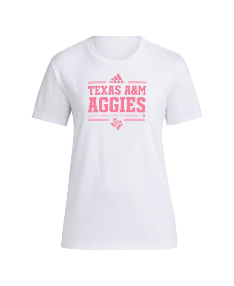 Women's White Texas A&M Aggies 2024 Breast Cancer Awareness Pregame T-Shirt