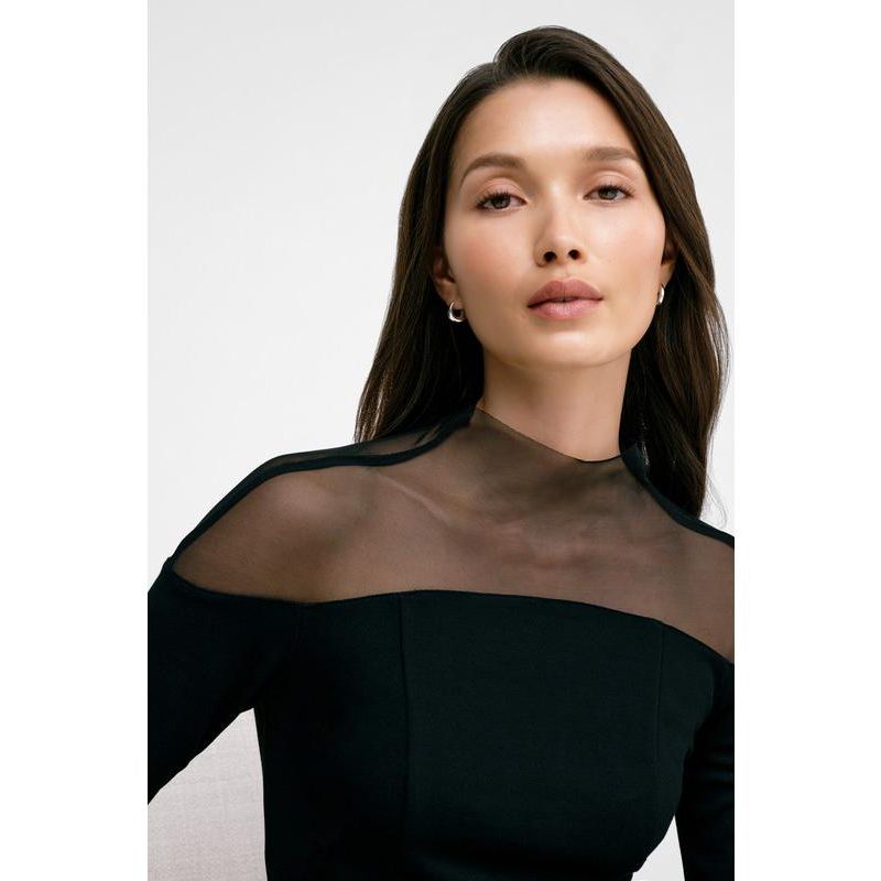 Women's Joanna Mesh Off-Shoulder Long-Sleeve Fitted Top