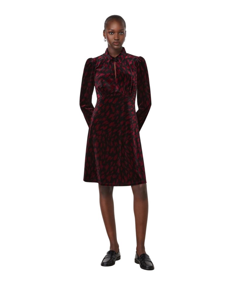 Women's Capri Velvet Long-Sleeve Empire Waistband Dress