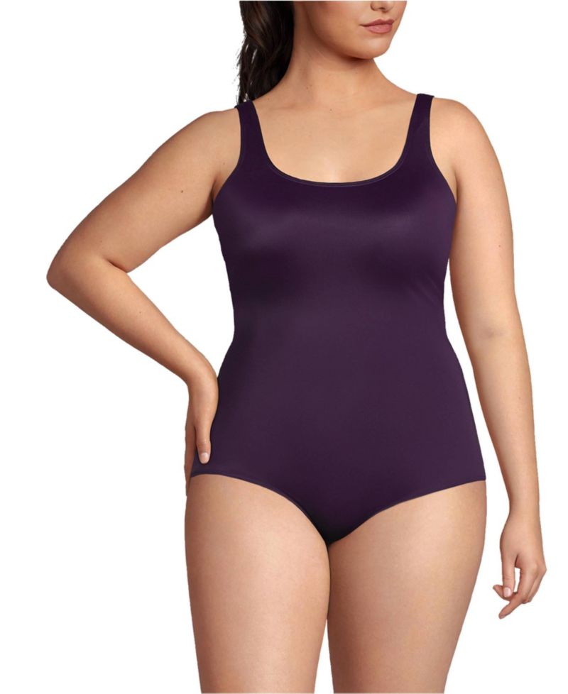 Plus Size Long Chlorine Resistant Soft Cup Tugless Sporty One-Piece Swimsuit