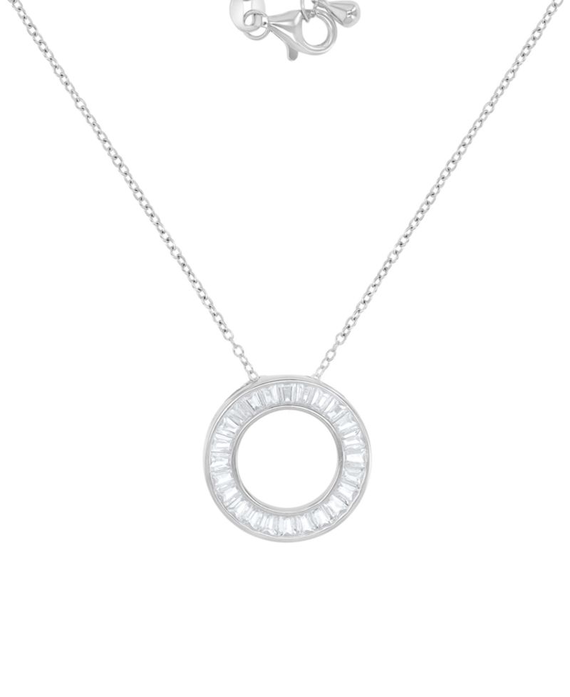 Cubic Zirconia Open Circle Pendant Necklace in Sterling Silver