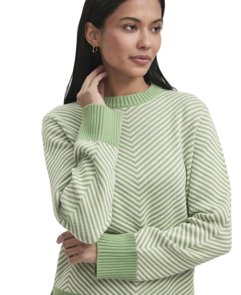 Women's Stella Chevron-Striped Long-Sleeve Crewneck Sweater