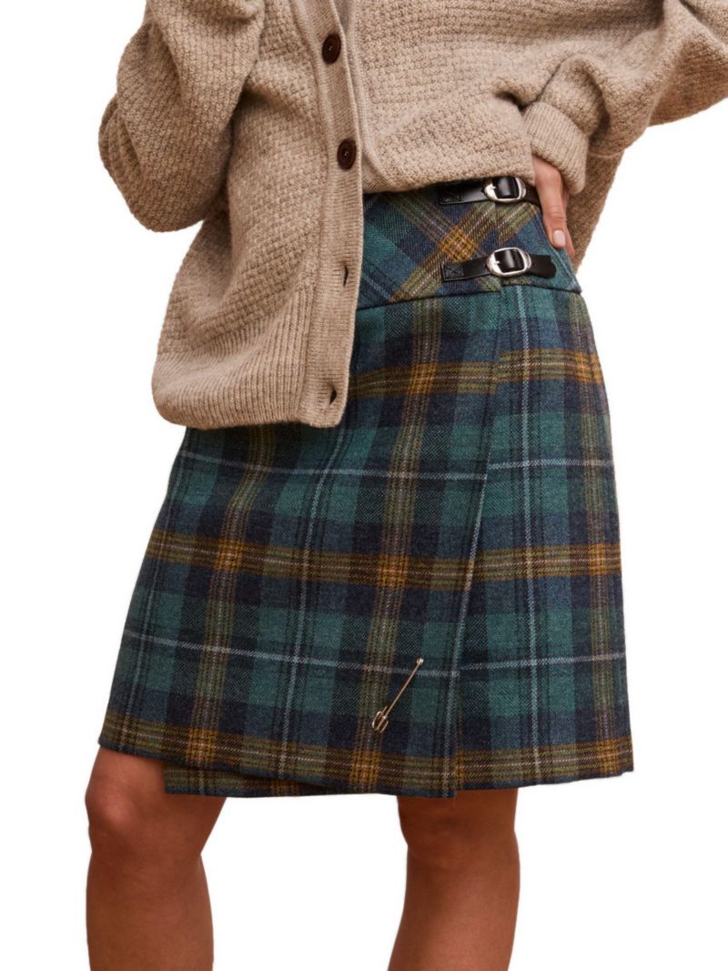 Women's The British Celt Kilt Plaid A-Line Wool Skirt