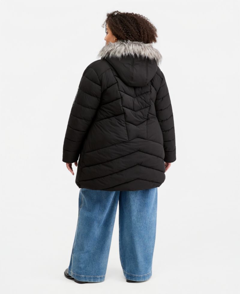 Trendy Plus Size Faux-Fur-Trim Hooded Puffer Coat