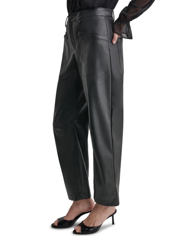 Women's Barrel Faux Leather Pants