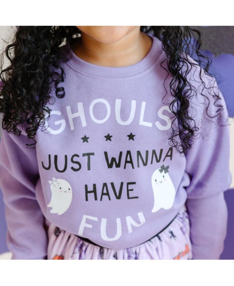 Little and Big Girls Ghouls Just Wanna Have Fun Halloween Sweatshirt