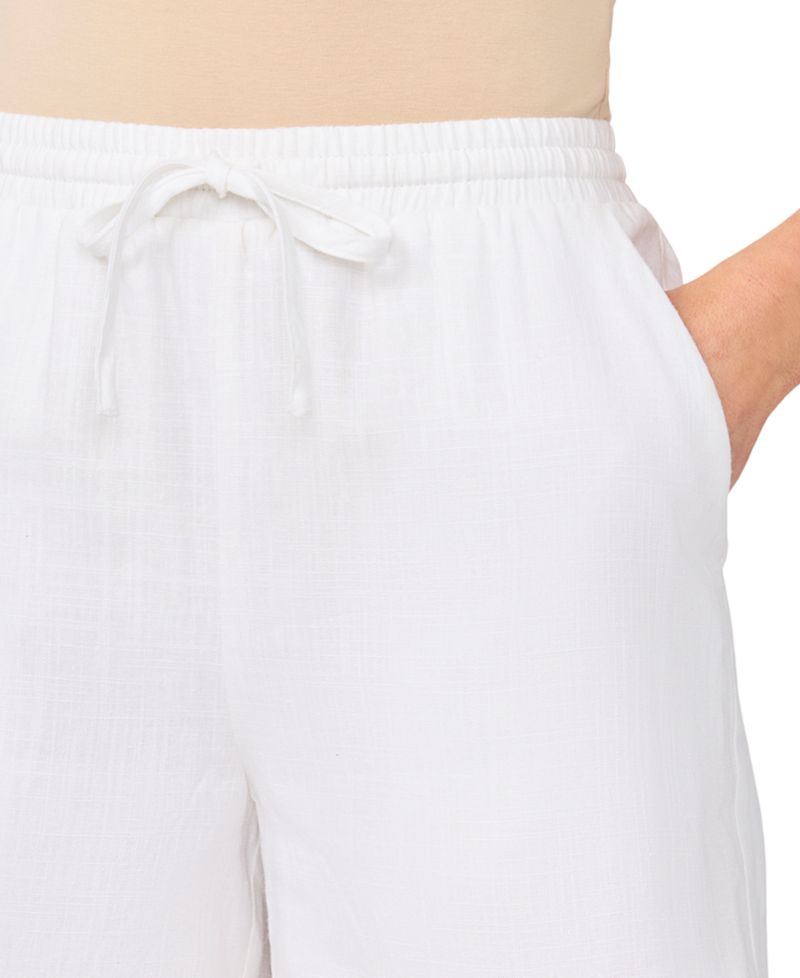 Women's Linen-Blend Ruffle Hem Pull-On Shorts