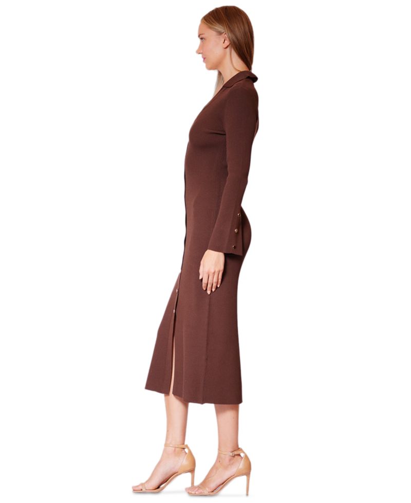 Women's V-Neck Button-Front Sweater Dress