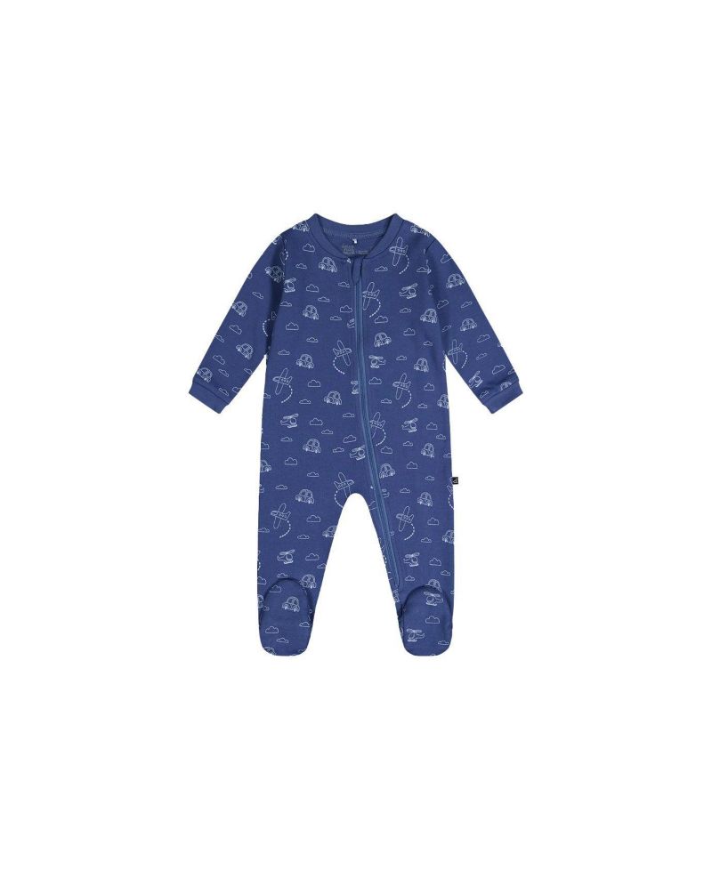 Baby Boy 3M-24M Cotton One Piece Pajama Transport Print