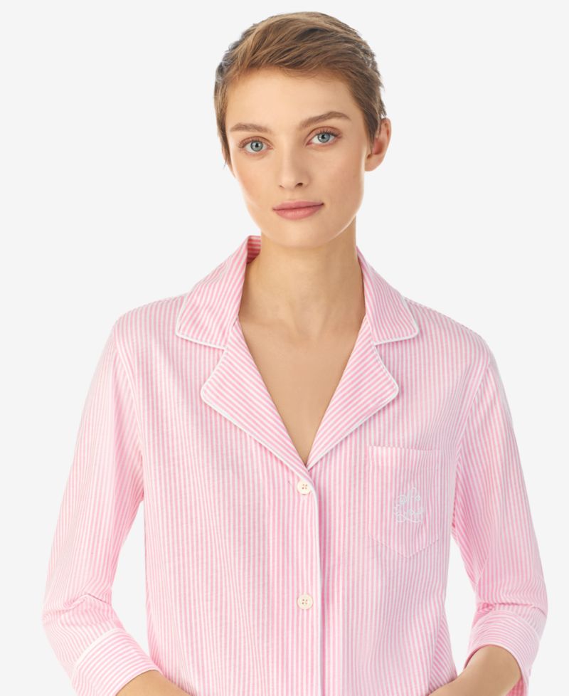 3/4 Sleeve Classic Notch Collar Capri Pajama Set
