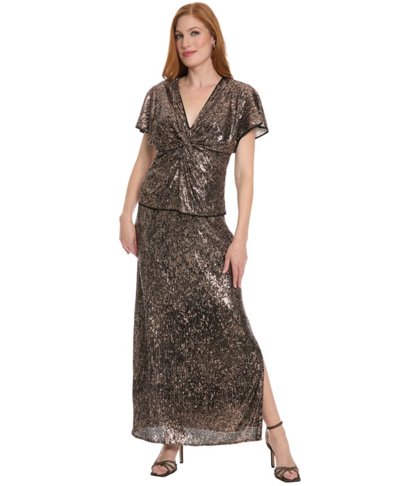 Women's Dolman-Sleeve Sequin Twist-Front Top