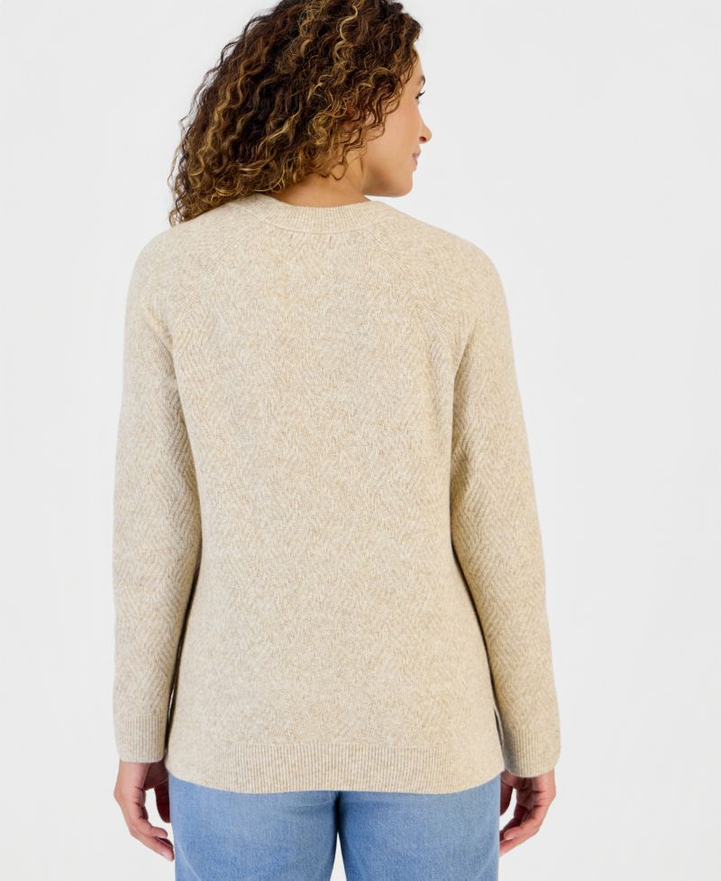 Petite LuxSoft Novelty Stitch Crewneck Sweater
