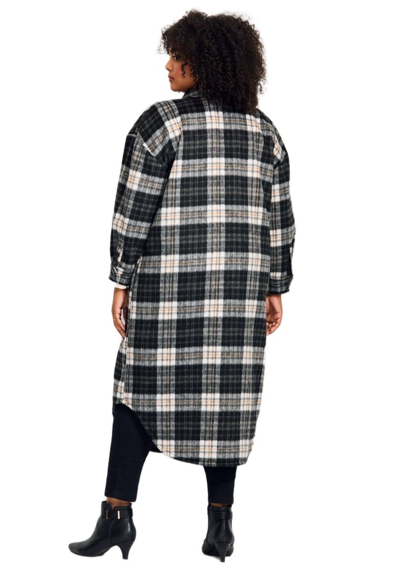Women's Plus Size Brushed Long Shirt Jacket