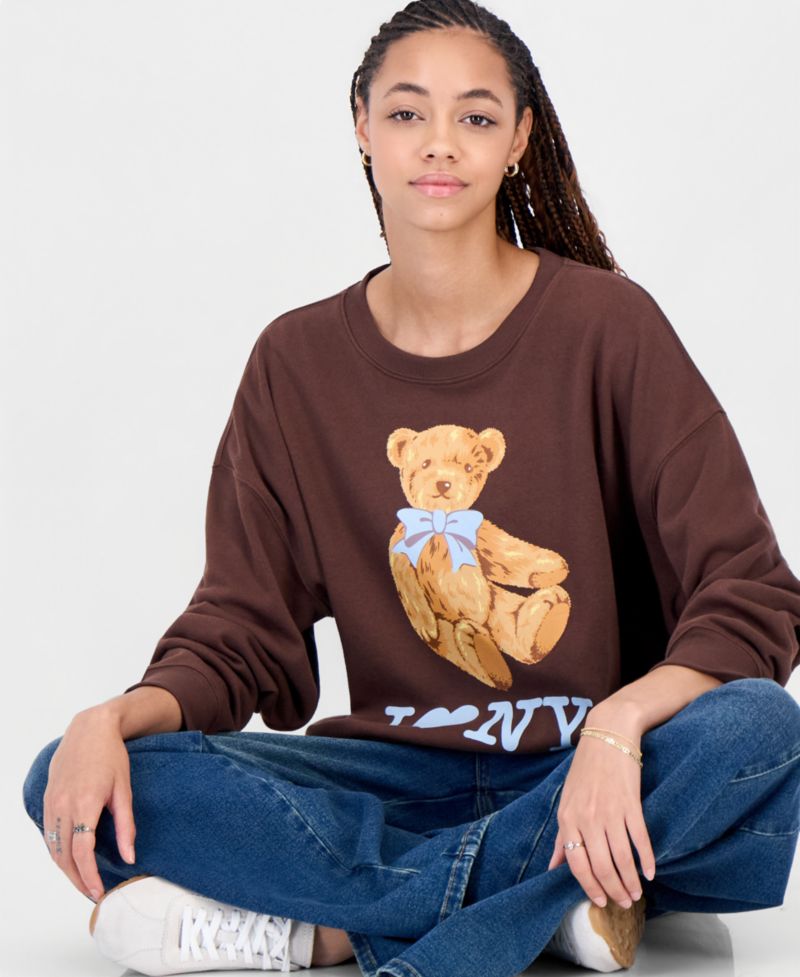 Juniors' I Love NY Bear Fleece Crewneck Sweatshirt