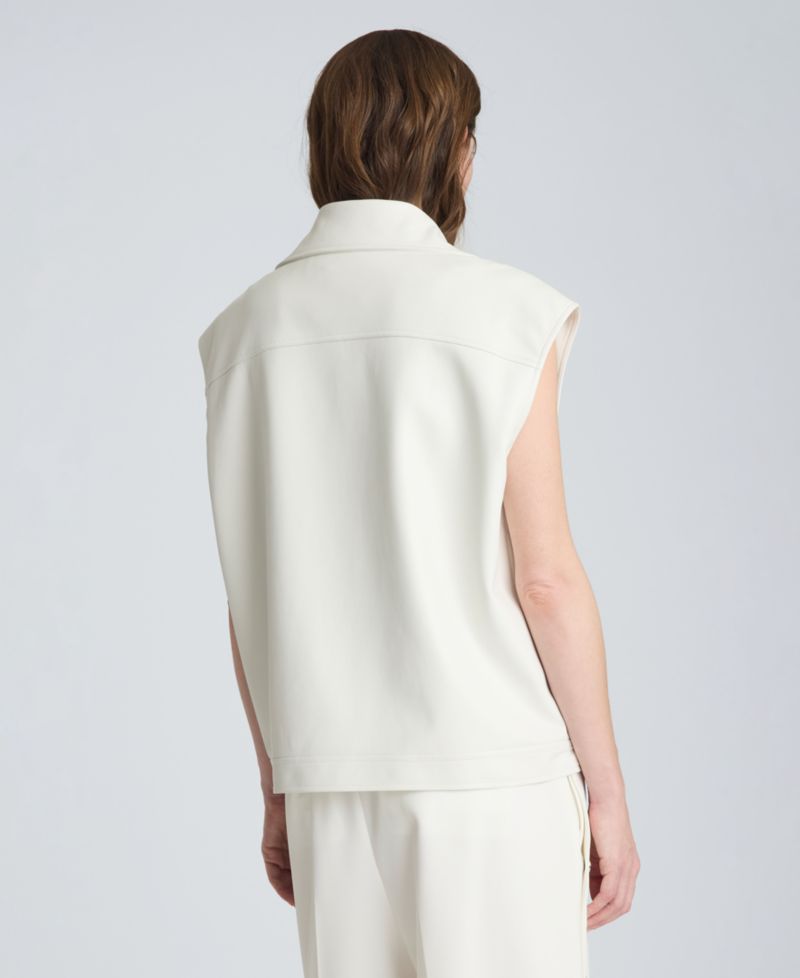 Women's Boxy Moto Faux Leather Sleeveless Vest