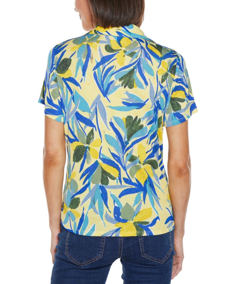 Women's Tropical Tie Front Knit Top