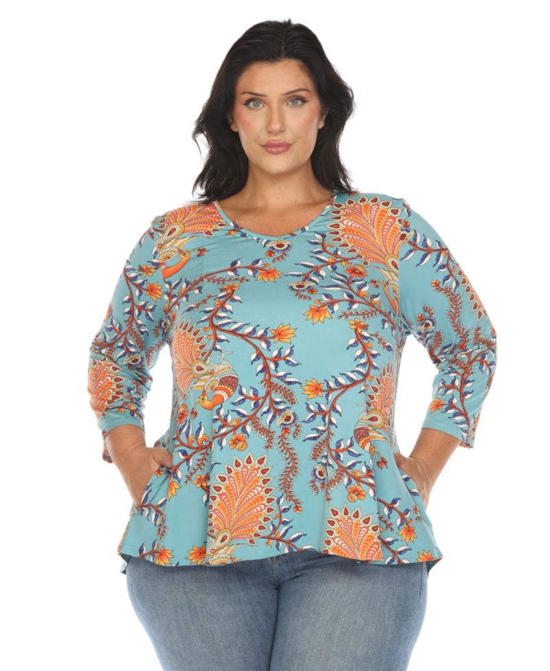 Plus Size Vibrant Boho Swing Top