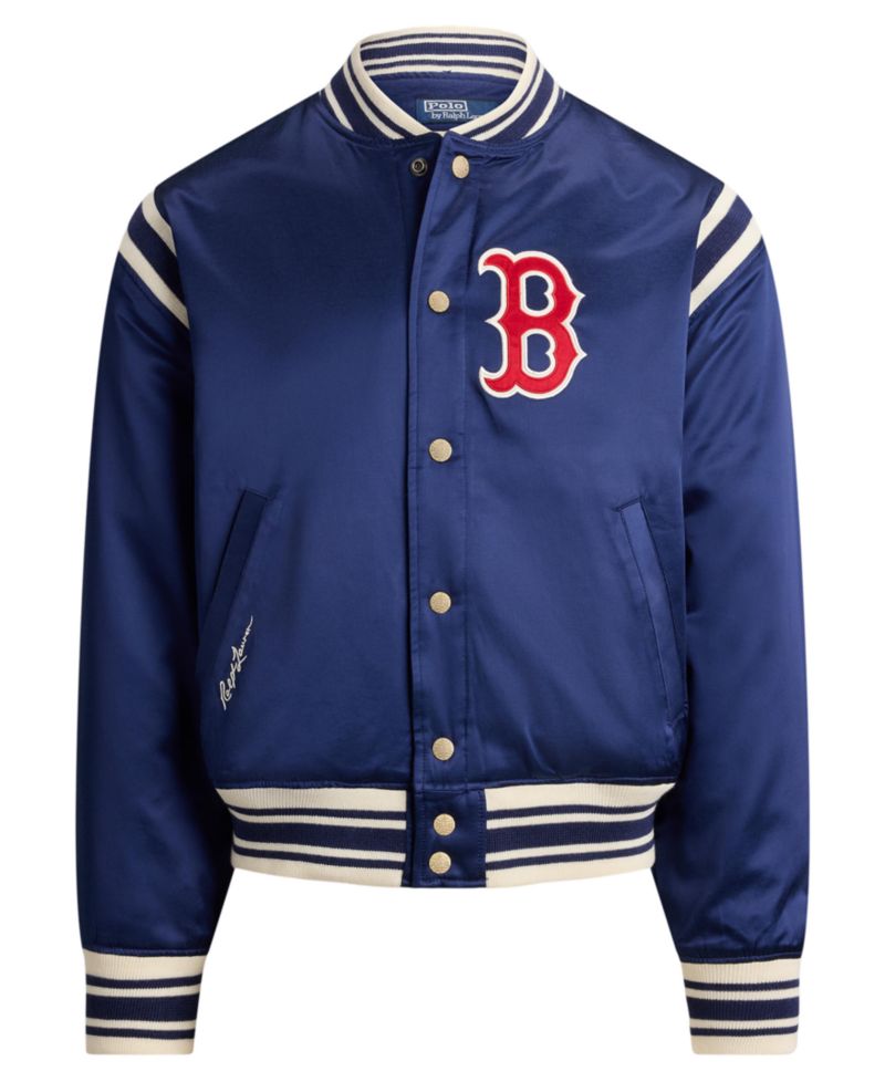 Men's Striped Ribbed Baseball Collar Jacket