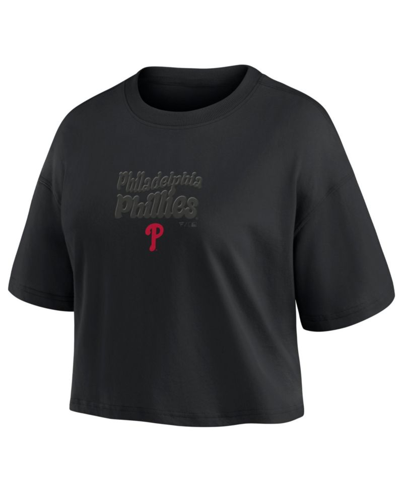 Women's Philadelphia Phillies Blackout Wave Cropped Short-Sleeve T-Shirt