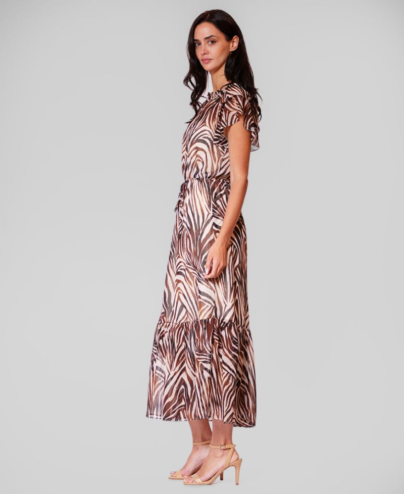 Women's Crewneck Flutter-Sleeve Midi Dress